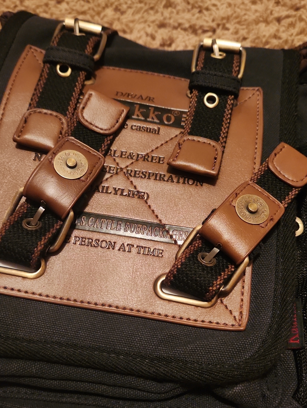 Kaukko Black and Brown Messenger Heavier Canvas Bag - Picture 10 of 13
